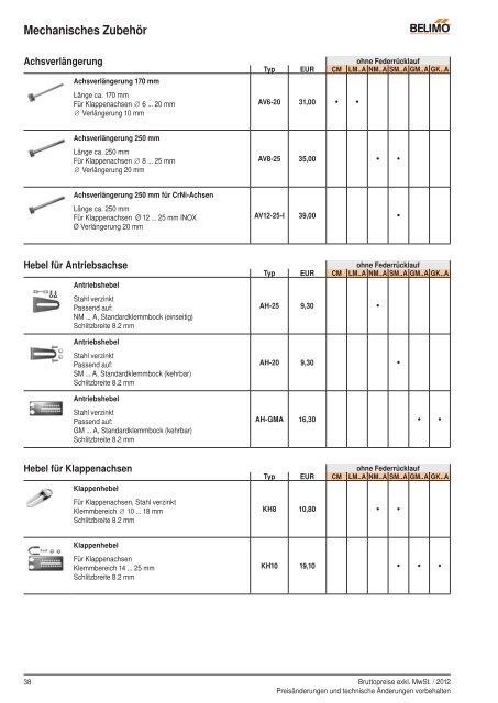 Belimo Preisliste 2012 [pdf]