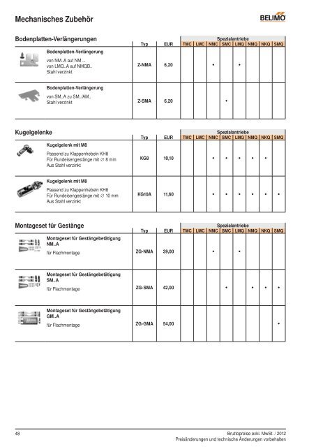 Belimo Preisliste 2012 [pdf]