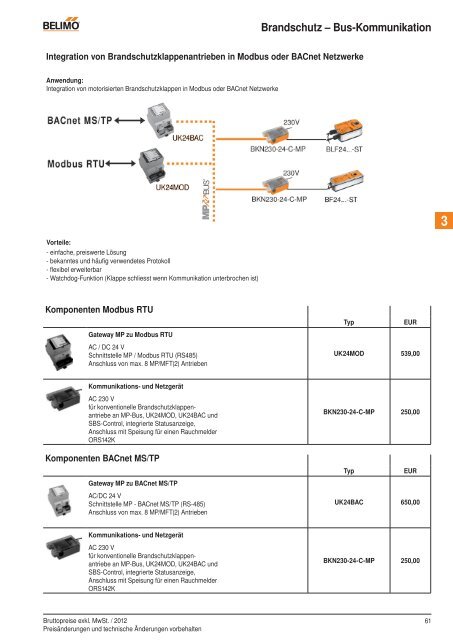 Belimo Preisliste 2012 [pdf]