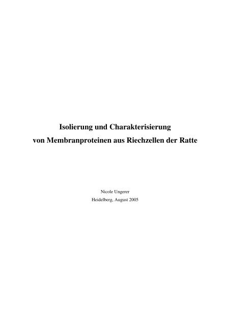 Isolierung und Charakterisierung von Membranproteinen aus ...