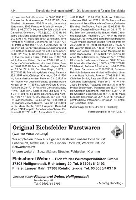 Die Monatsschrift für alle Eichsfelder - Mecke Druck und Verlag