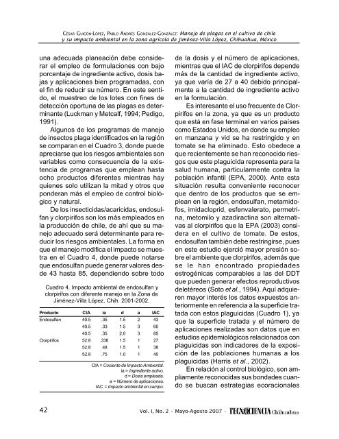 Manejo de plagas en el cultivo de chile y su impacto ambiental en la ...