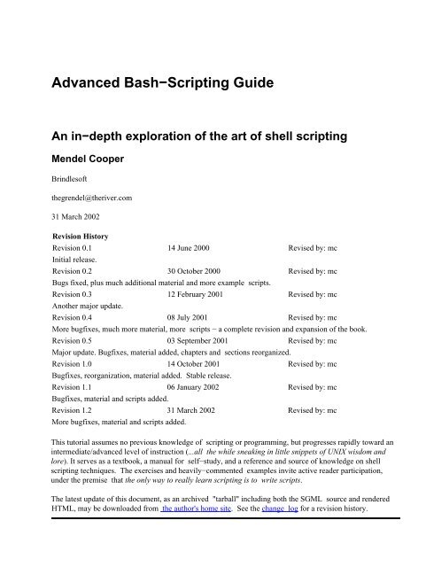 Advanced Bash Scripting Guide - newport script testing roblox