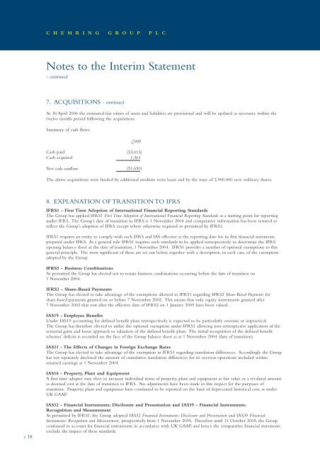 Chemring Interim 2006 - Chemring Group PLC