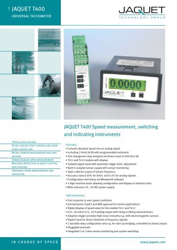 JAQUET T400 Universal Tachometer