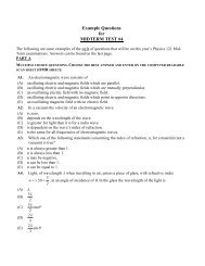 Example Questions for MIDTERM TEST #4 - Department of Physics ...