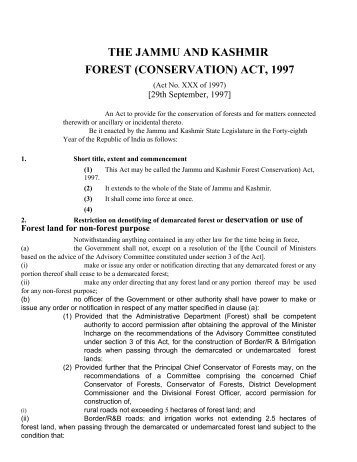 J&K Forest Conservation Act