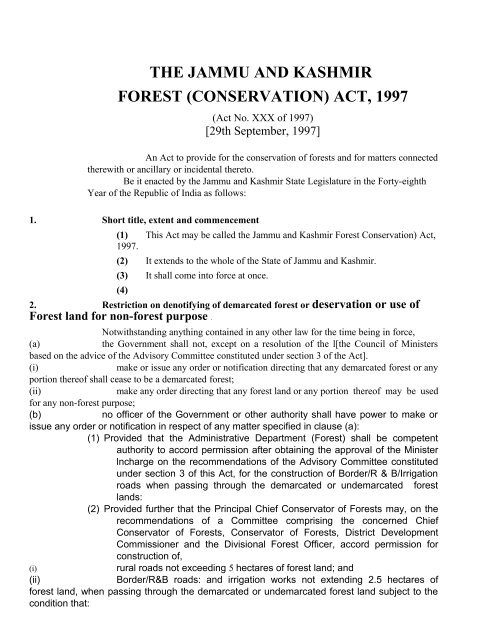 J&K Forest Conservation Act