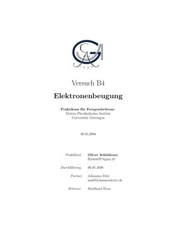 Versuch B4 Elektronenbeugung - physics - Johannes DÃ¶rr