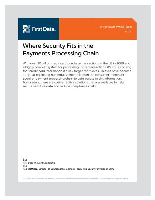 Where Security Fits in the Payments Processing Chain - First Data