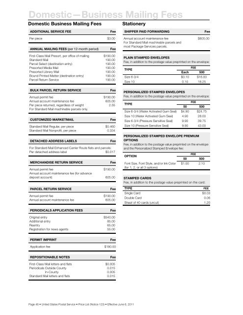 DMM Notice 123 Price List - Postal Explorer - USPS.com