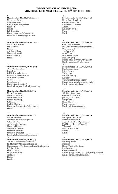 indian council of arbitration individual (life) members â as on 20 ...