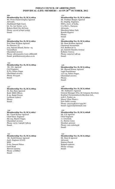 indian council of arbitration individual (life) members â as on 20 ...