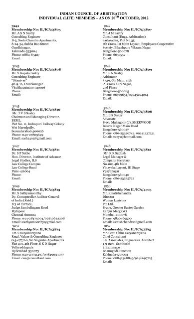 indian council of arbitration individual (life) members â as on 20 ...