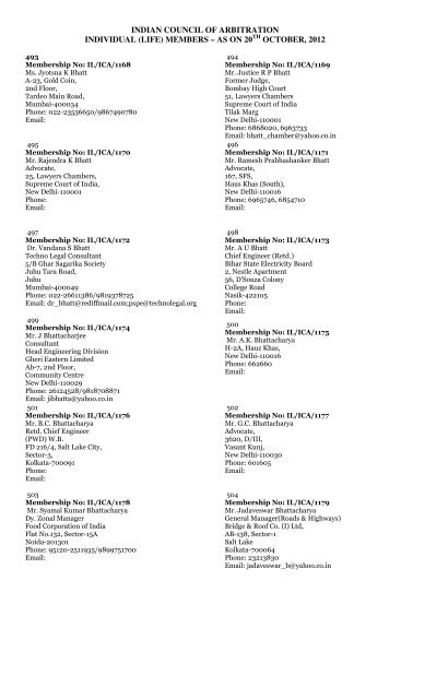 indian council of arbitration individual (life) members â as on 20 ...