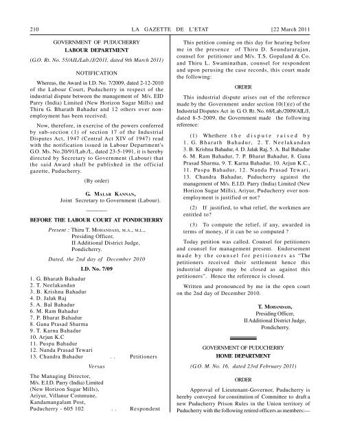 Government Notifications Government Of Puducherry Government Notifications Government Of Puducherry