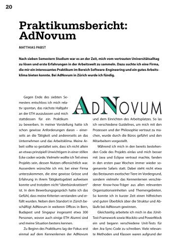 Praktikumsbericht: AdNovum - Vis