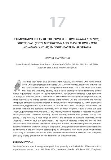 COMPARATIVE DIETS OF THE POWERFUL OWL (NINOX ...