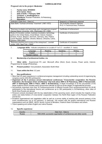 CURRICULUM VITAE FOR A MODERATOR (FOR INDIVIDUAL ...