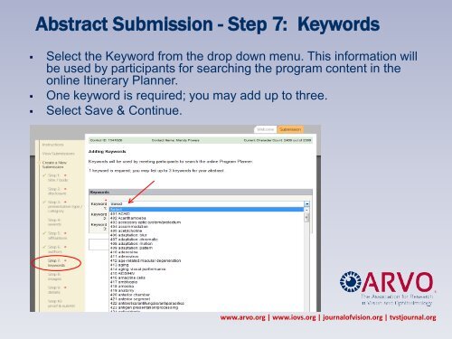 Abstract Submission Tutorial - ARVO
