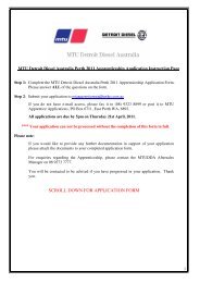 scroll down for application form - MTU Detroit Diesel Australia