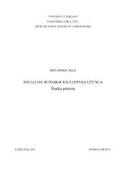 SOCIALNA INTEGRACIJA SLEPEGA UÄENCA Å tudija primera