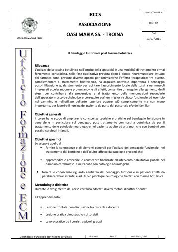 Bendaggio Funzionale _Programma CV - Oasi CittÃ  Aperta