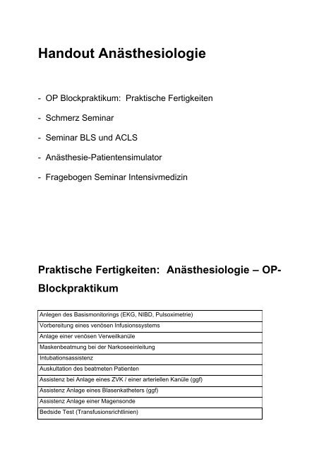 Handout AnÃ¤sthesiologie