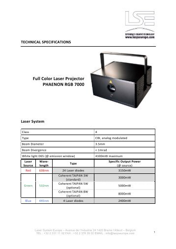 phaenon rgb 7000 - Laser System Europe
