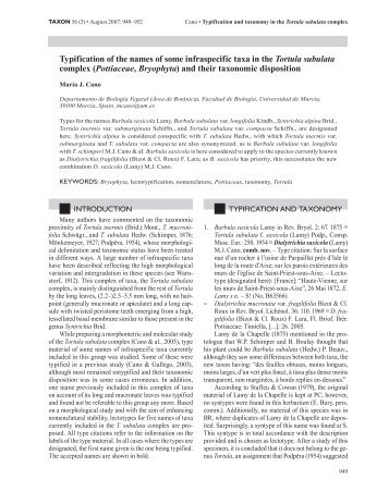 Typification of the names of some infraspecific taxa in ... - Pottiaceae