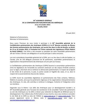 Lettre d'invitation officielle - COPA