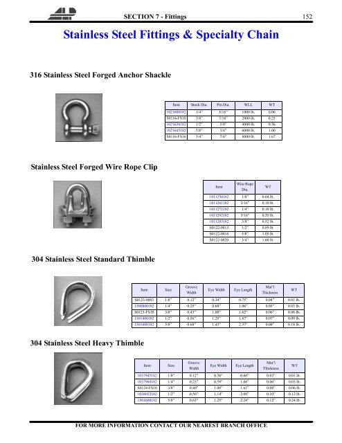 Stainless Steel Fittings & Chain