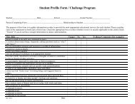Student Profile Form / Challenge Program