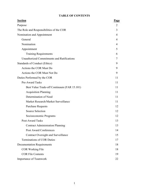 CONTRACTING OFFICER'S REPRESENTATIVE (COR) GUIDE 11 ...