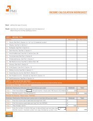 INCOME CALCULATION WORKSHEET - PMI Mortgage Insurance