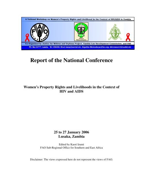 Report of the National Conference: Women's Property Rights ... - FAO