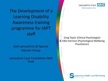 LD IAPT training presentation Taylor and Harrison - Cumbria ...
