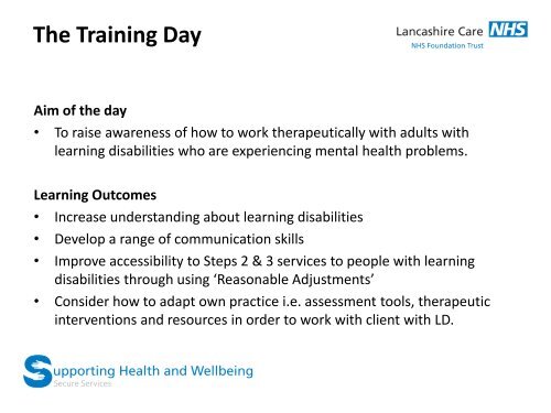 LD IAPT training presentation Taylor and Harrison - Cumbria ...