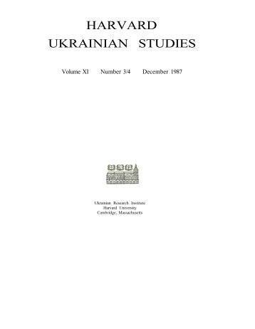 HARVARD UKRAINIAN STUDIES - See also - Harvard University