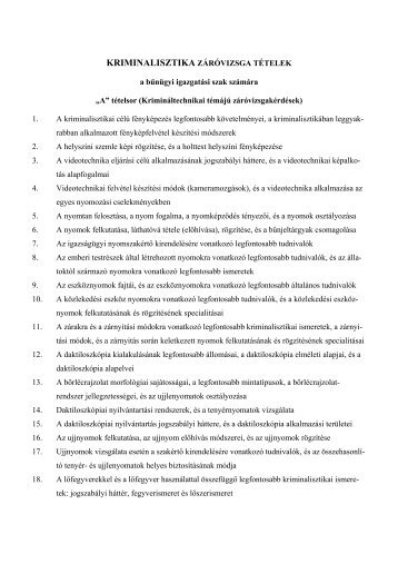 ZÃ¡rÃ³vizsga tÃ©telsor