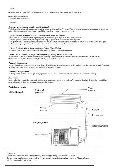 NÃ¡vod na obsluhu klimatizÃ¡cie nÃ¡stennÃ©ho typu