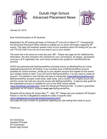 Parent letter distributed Jan23 2012.pdf - Duluth High School