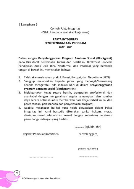 (BOP) Lembaga Kursus & Pelatihan (LKP)