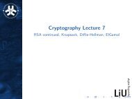 RSA continued, crypto knapsack, Diffie-Hellman, ElGamal