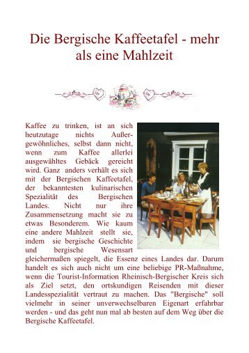 Die Bergische Kaffeetafel Info - Landgasthaus Herchenbach