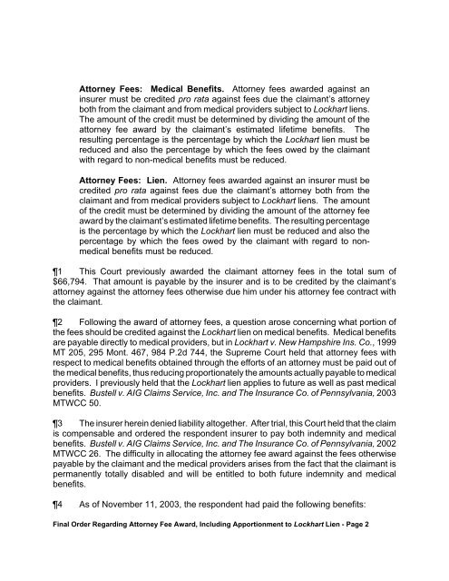 Bustell v. AIG Claims Service, Inc. [05/03/05] 2005 MTWCC 23