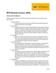 MTN Remote Access: ADSL - MTN Business