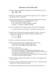 Math 1201: Pre-Calculus Unit 1 Study Guide
