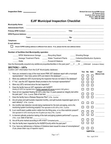 EJIF Municipal Inspection Checklist - Njejif.org