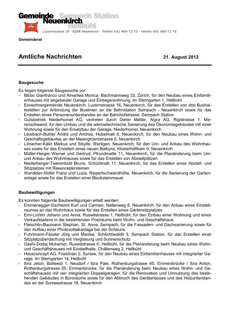 Amtliche Nachrichten - Gemeinde Neuenkirch